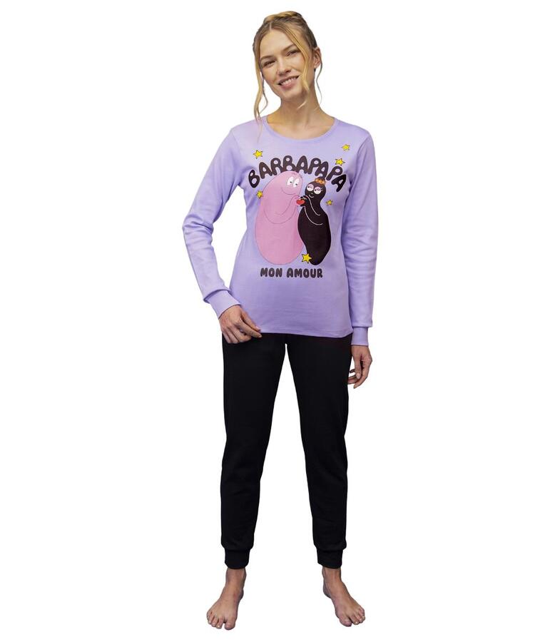 Pigiama donna in jersey di cotone caldo Barbapapà BAD2705 BARBAPAPA'