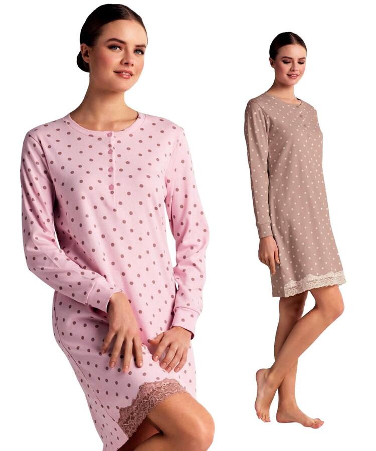 Camicia da notte in jersey di cotone caldo Infiore Bollicine BLL634630 Infiore