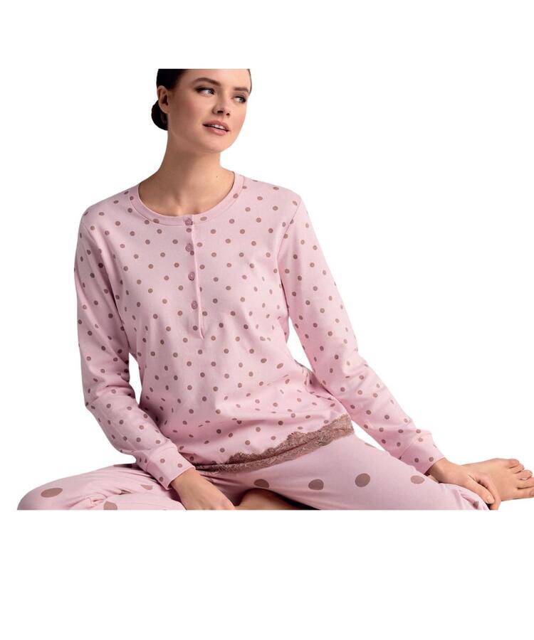 Pigiama donna in jersey di cotone caldo Infiore Bollicine BLL654628 Infiore