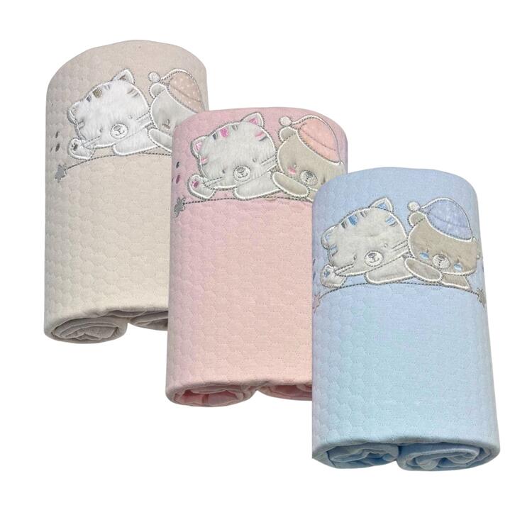 COPERTINA RICAMATA IN JERSEY NEONATO 70x80 BRUCOBRUCO KCM223 BRUCO BRUCO