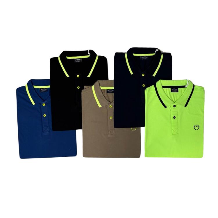POLO UOMO PIQUET COTONE STRETCH BACI&ABBRACCI BAM1421 FLUO Baci & Abbracci