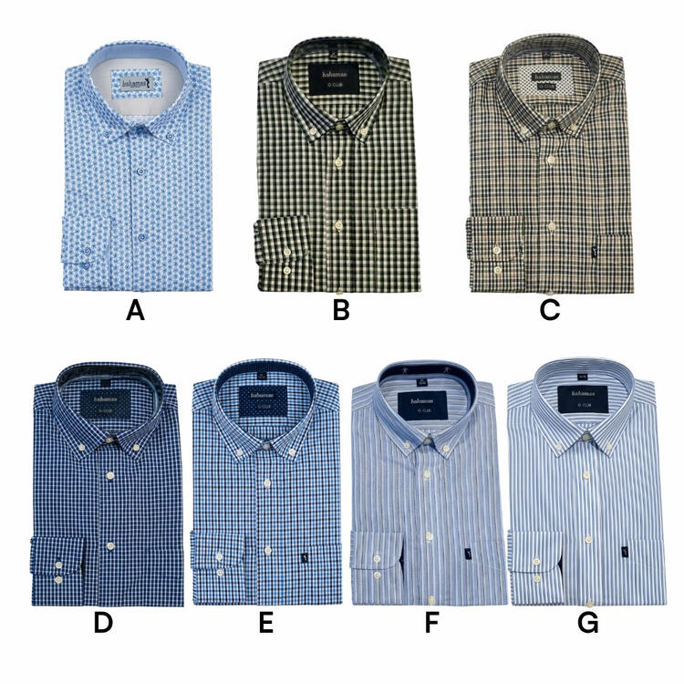 G-CLUB BAHAMAS PATTERNED LONG-SLEEVED COTTON MEN'S SHIRT BAHAMAS