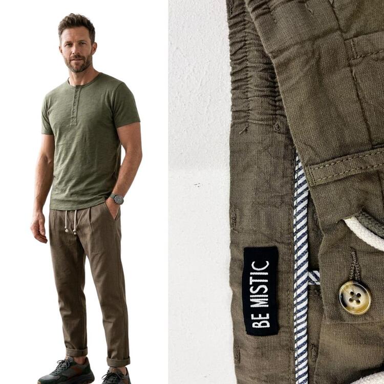 PANTALONE LACCIO UOMO EFFETTO LINO TINTA UNITA BE MISTIC PT002078 Be Mistic