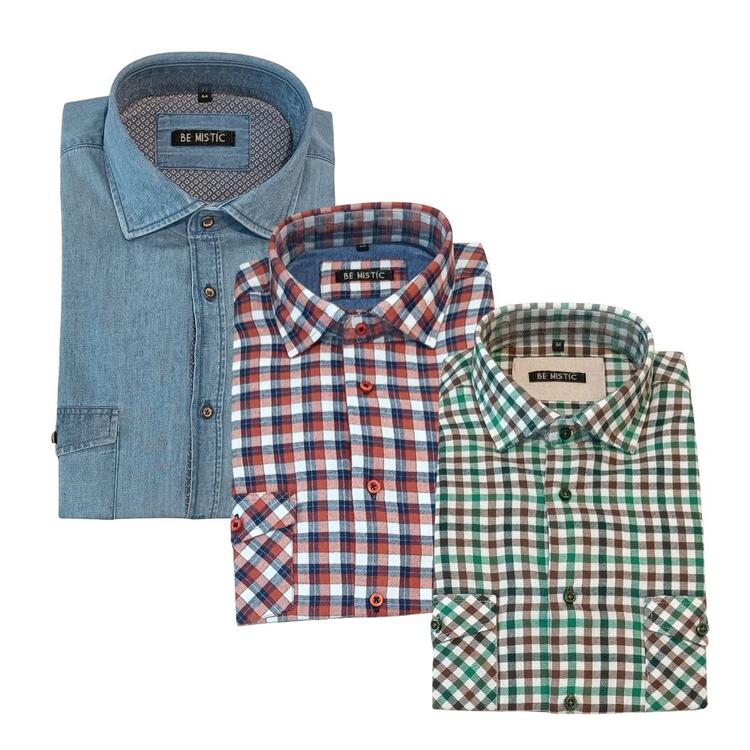 CAMICIA DA UOMO IN COTONE BE MISTIC DENIM E CORTINA Be Mistic