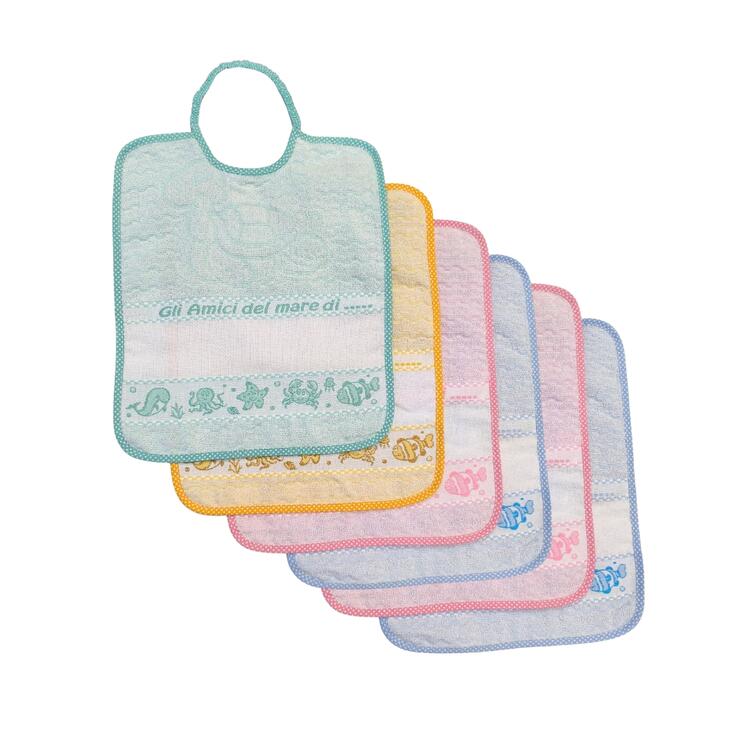 Bavaglino bambini in spugna con tela aida 28x33 Bubabù BAV107 Mare BUBABU'