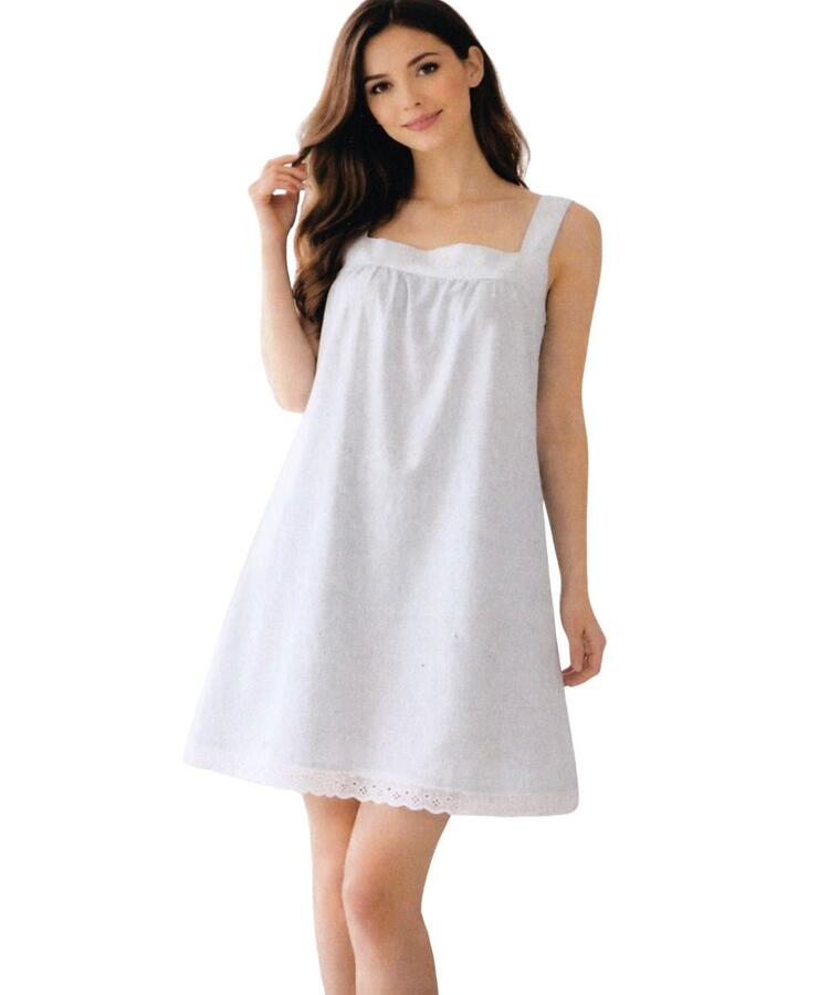 Camicia da notte donna a spalla larga in battista di cotone Mida C9035 MIDA