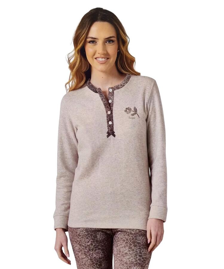 Pigiama donna calibrato in caldo jersey di cotone lanato Irge CDPM240 Irge