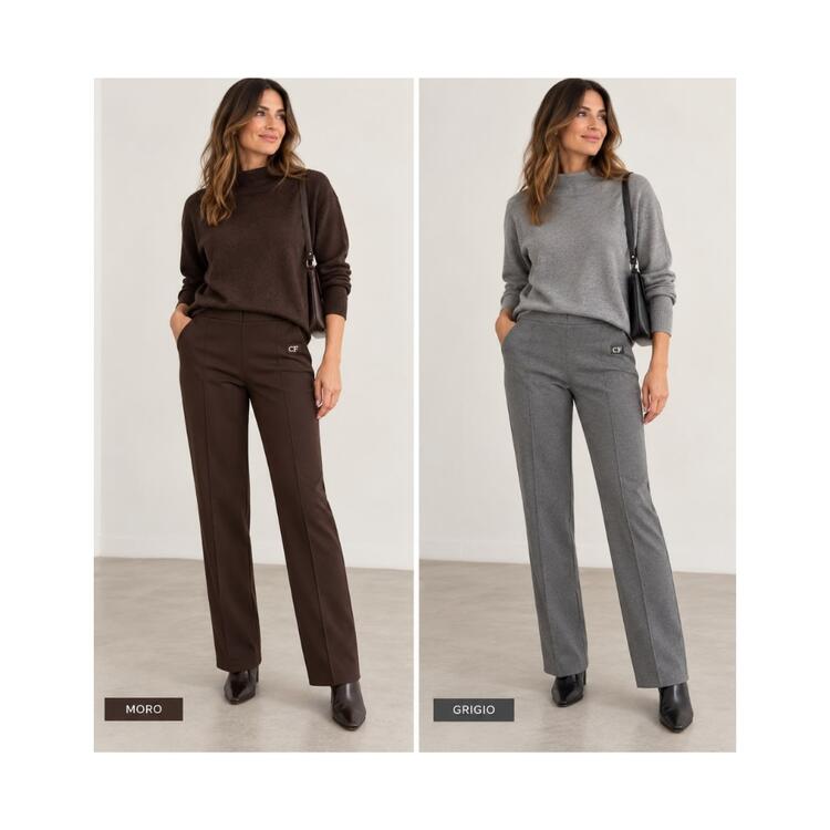 Pantalone donna spinato a gamba dritta 70412 Carla Ferroni CARLA FERRONI