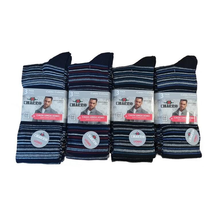 МУЖСКИЕ ДЛИННЫЕ НОСКИ ИЗ ТЕПЛОГО ХЛОПКА С УЗОРОМ CHARRO MICHELE (3 ПАРЫ) CHARRO