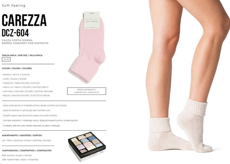Calzino donna morbidoso Pezzini Carezza DCZ-604 (1 PAIO) Pezzini