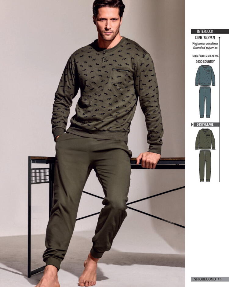 Pigiama in jersey di cotone caldo Infiore Uomo Derby 752971 INFIOREUOMO