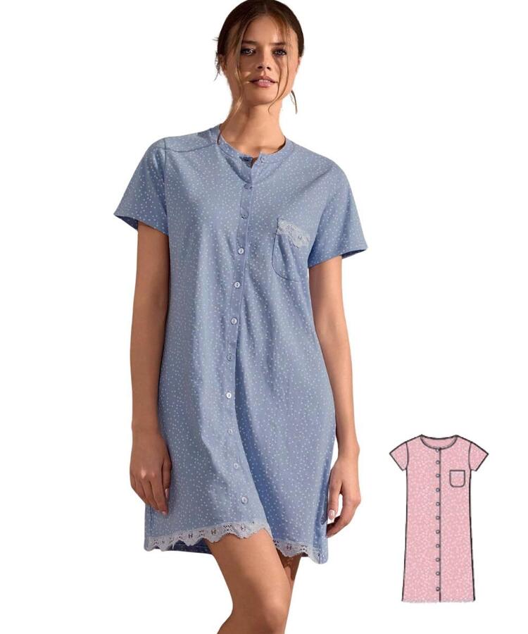 Camicia da notte clinica a manica corta in jersey di cotone Infiore DTL634233 Infiore
