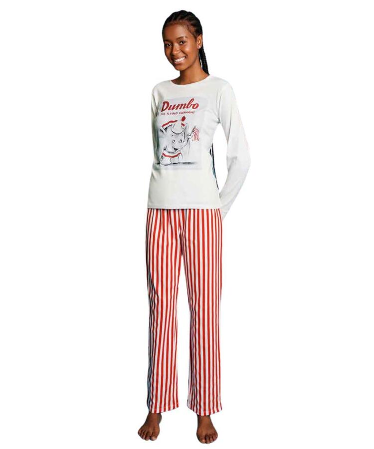 Pigiama donna a manica lunga in jersey di cotone Disney Dumbo DYD3831 DUMBO