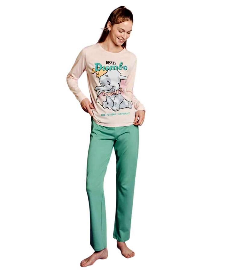 Pigiama donna a manica lunga in jersey di cotone Disney Dumbo DYD3831 DUMBO