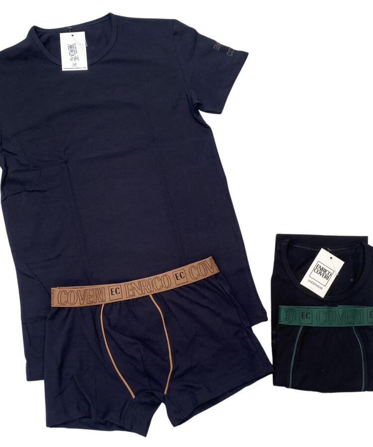 Completo uomo con t-shirt e boxer Enrico Coveri EC1337BX COVERI
