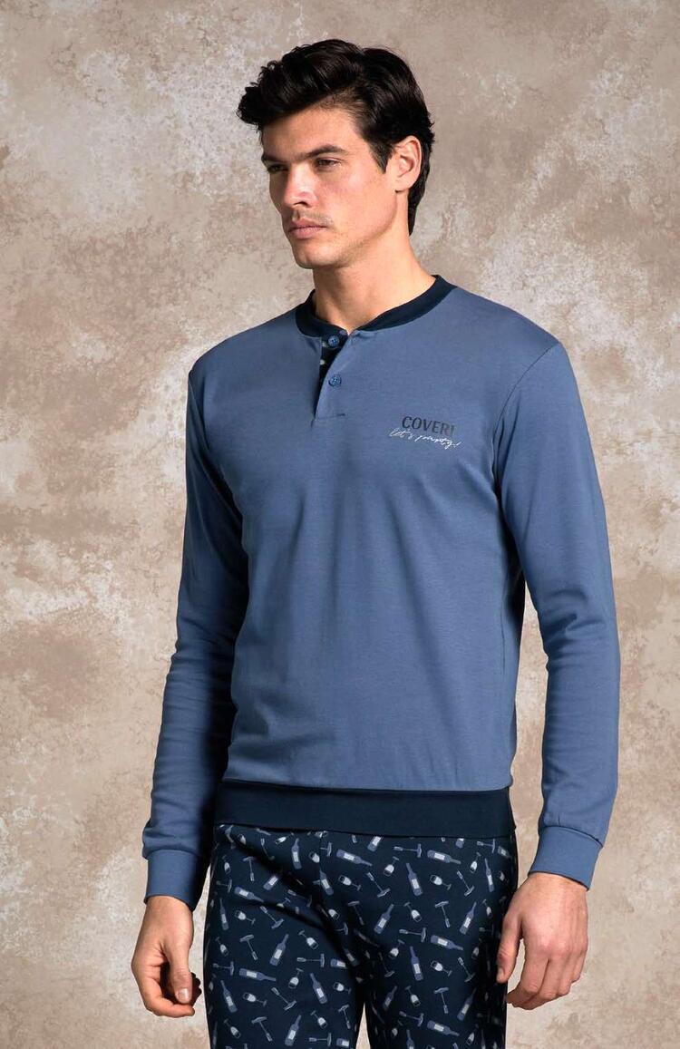 Enrico Coveri EP2157 Warm Cotton Jersey Men's Pyjamas COVERI