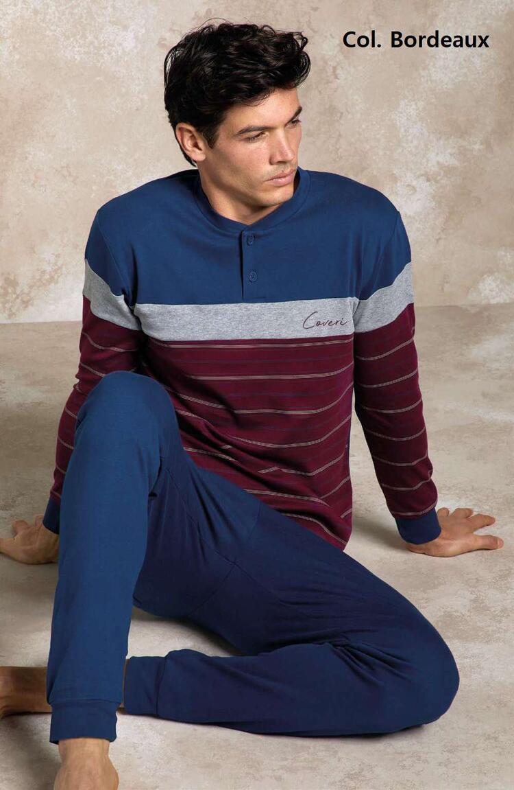 Enrico Coveri EP2158 Warm Cotton Jersey Men's Pyjamas COVERI