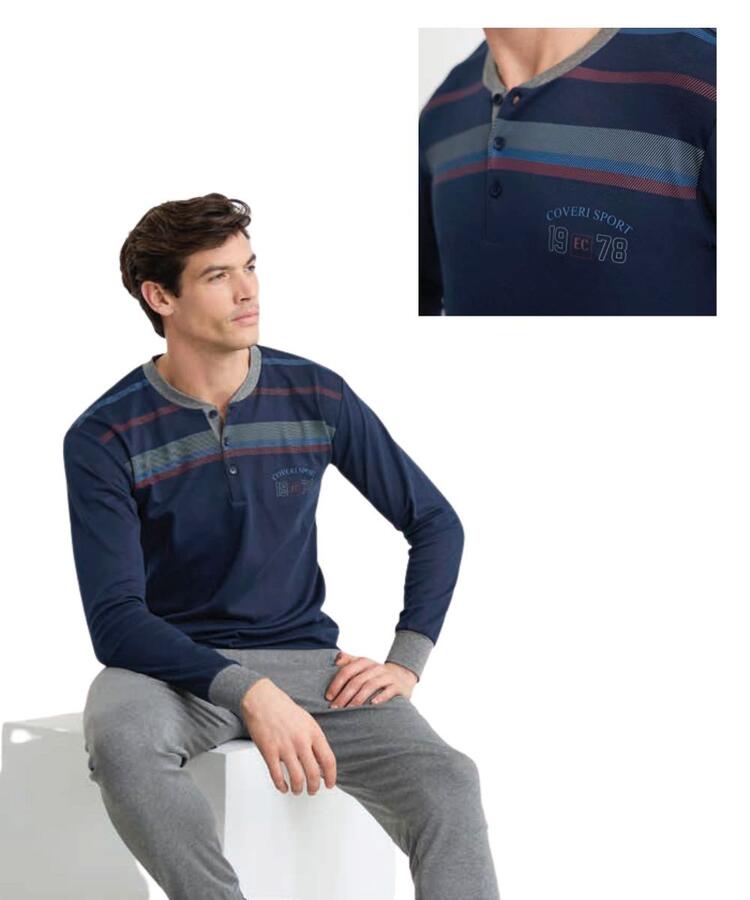 Pigiama uomo in jersey di cotone caldo Enrico Coveri EP2196 COVERI