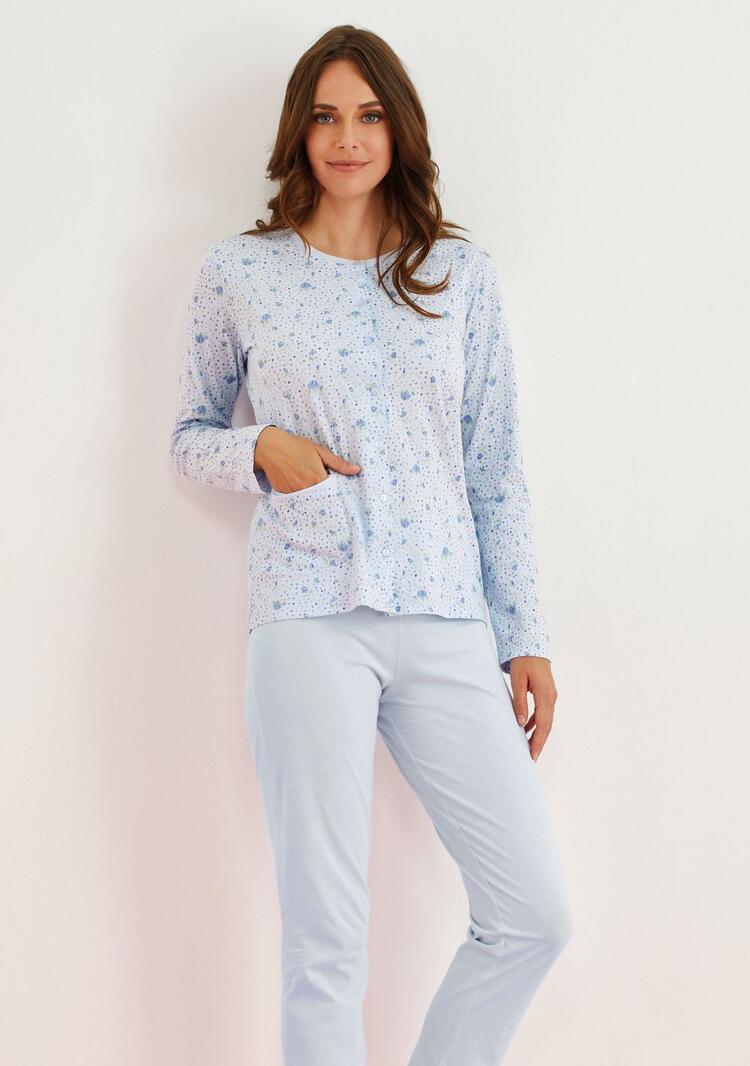 Pigiama donna aperto in jersey di cotone Enrico Coveri EP5200 COVERI