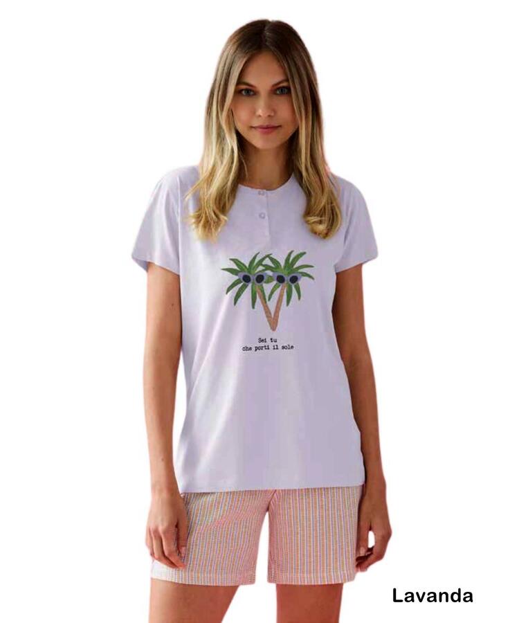 Pigiama donna corto in jersey di cotone Enrico Coveri EP5325 COVERI