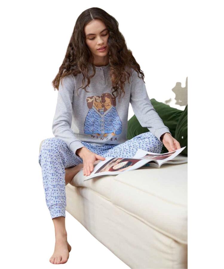 Pigiama donna in jersey di cotone caldo Enrico Coveri EP6249 COVERI