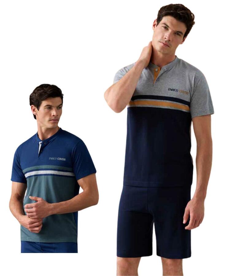 Pigiama uomo corto in jersey di cotone Enrico Coveri EP1237 COVERI