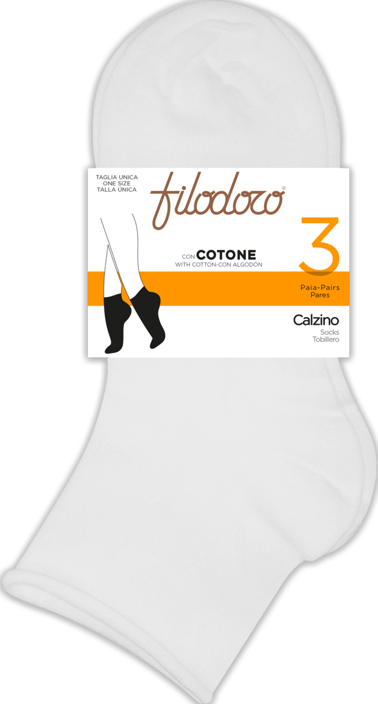 Calzino corto donna taglio vivo in cotone elasticizzato Filodoro F115535 Filodoro