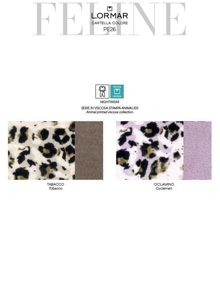 Pigiama donna a manica lunga in viscosa stampata Lormar Feline FEL654072 Lormar