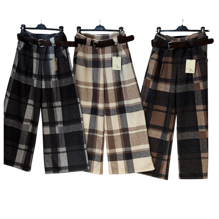 PANTALONE PALAZZO DONNA SCOZZESE MANOLANA FLORA FL4020 FLORA