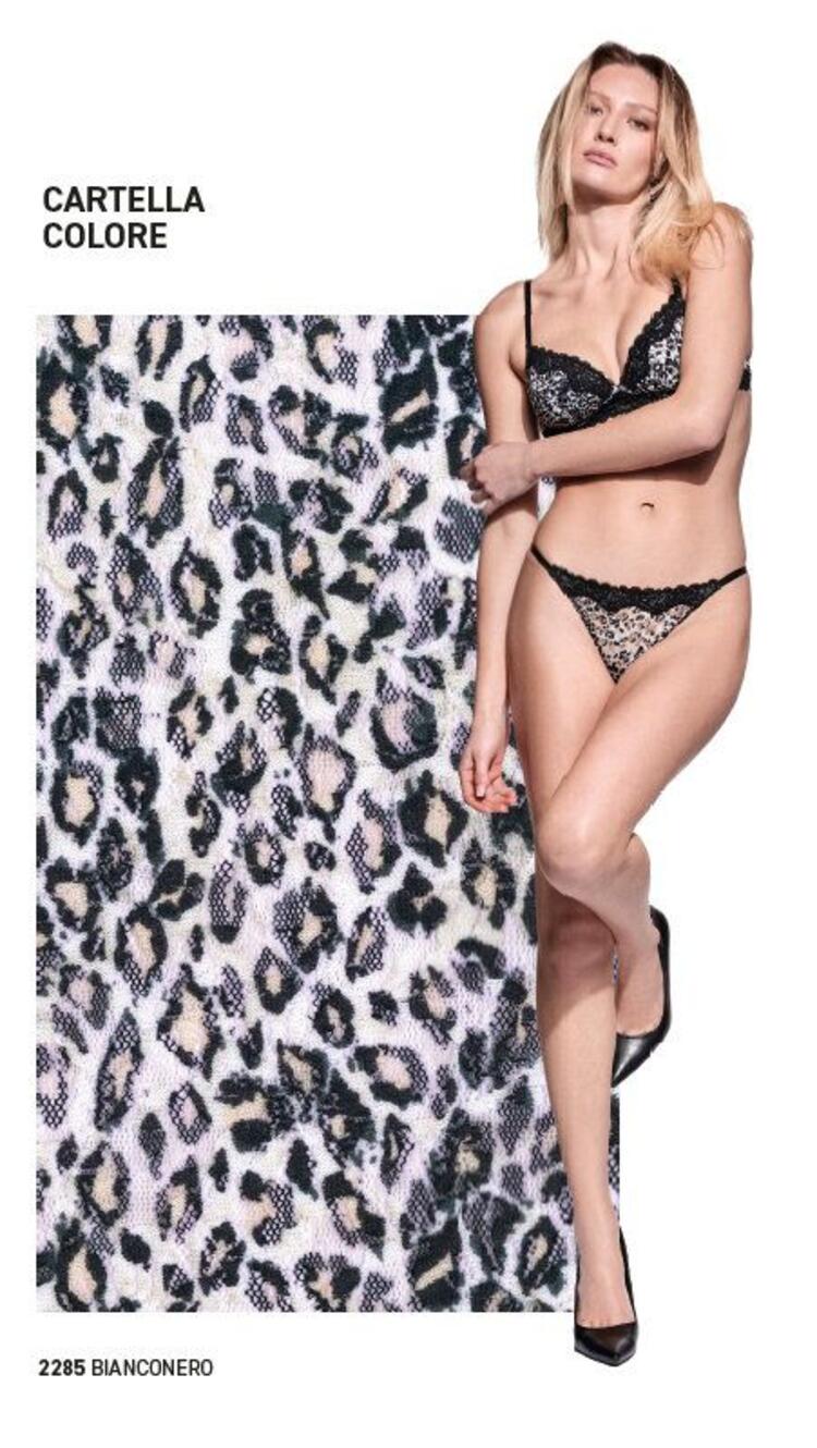 Completo donna con triangolo imbottito in pizzo animalier e tanga Infiore Feline FLN052651 Infiore