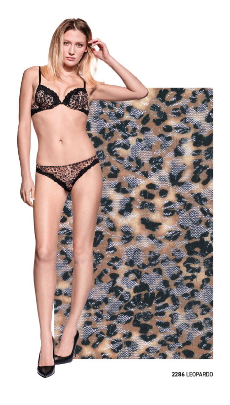 Completo donna con triangolo imbottito in pizzo animalier e tanga Infiore Feline FLN052651 Infiore