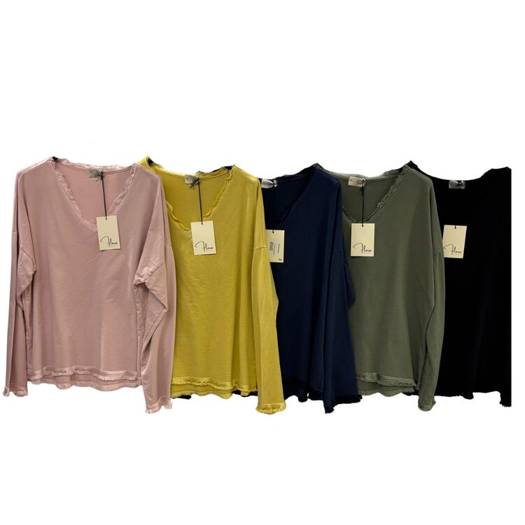 MAGLIA DONNA SCOLLO V MANICA LUNGA FLORA 35529 FLORA