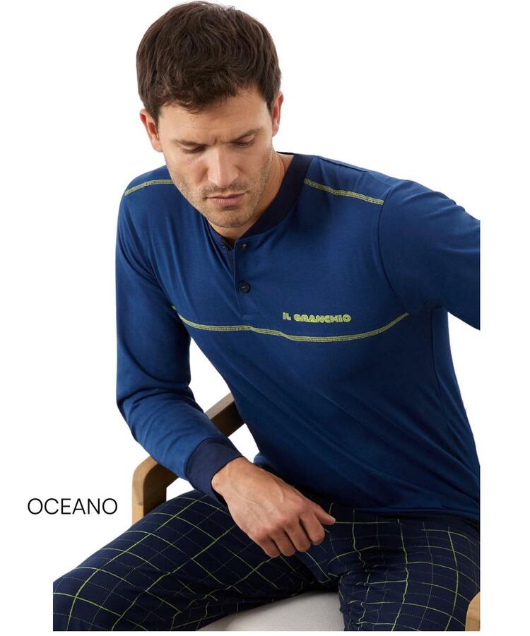 Pigiama uomo a manica lunga in jersey di cotone Il Granchio GP1141 Il Granchio