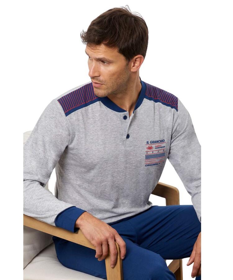 Pigiama uomo a manica lunga in jersey di cotone Il Granchio GP1144 Il Granchio