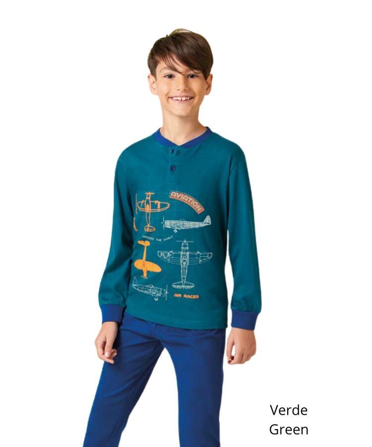 Pigiama da bambino in jersey di cotone Il Granchietto GP4146 Il Granchio