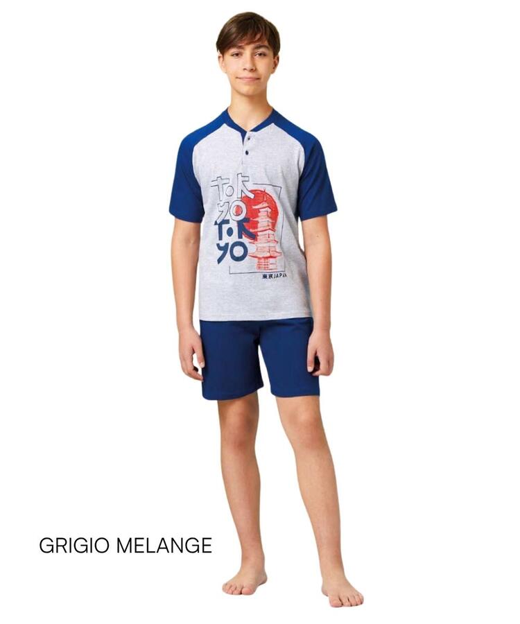 Pigiama corto da ragazzo in jersey di cotone Il Granchietto GP4157 Il Granchio