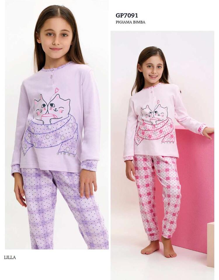 Girls' Pajamas in WARM cotton The Little Crab GP7091 IL GRANCHIETTO