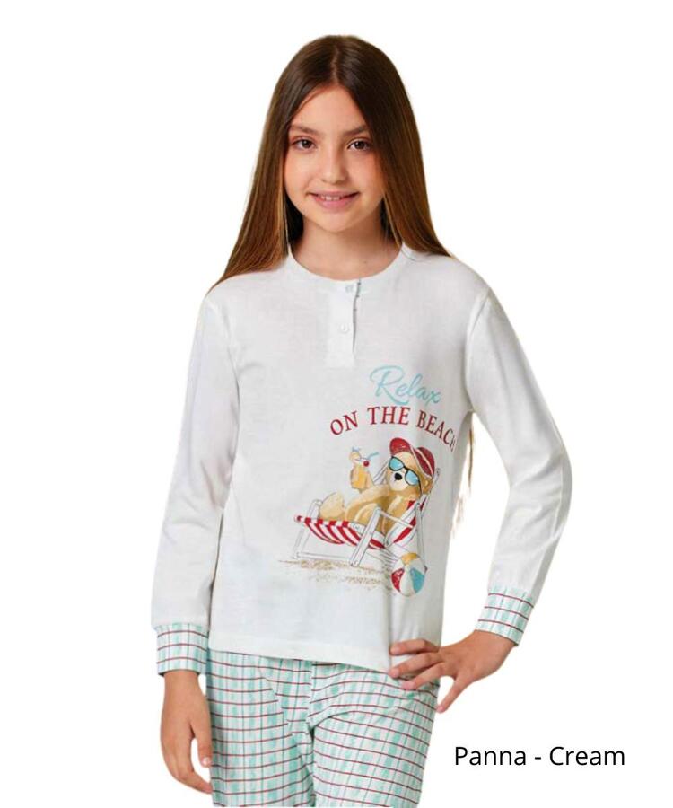 Pigiama da bambina in jersey di cotone Il Granchietto GP7126 Il Granchio