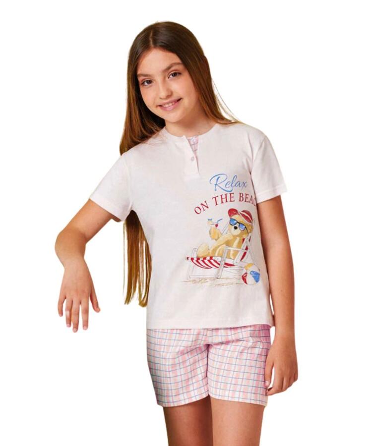 Pigiama corto da bambina in jersey di cotone Il Granchietto GP7129 Il Granchio