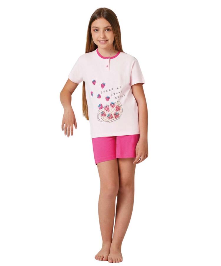 Pigiama corto da bambina in jersey di cotone Il Granchietto GP7130 Il Granchio