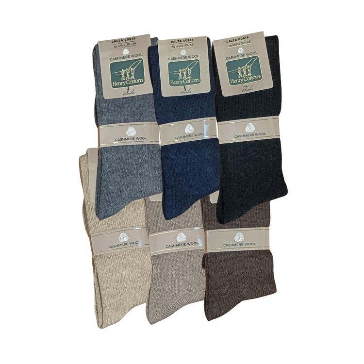 Calza da uomo corta in cashmere e lana Henry Cotton's HC37014 liscio HENRY COTTON'S