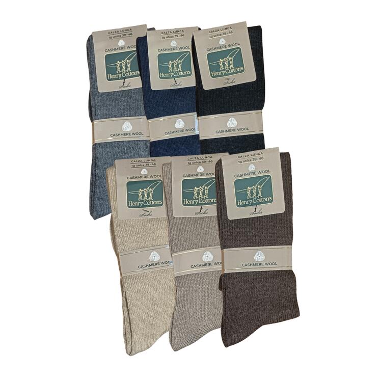 Calza da uomo lunga in cashmere e lana Henry Cotton's HC37114 liscio HENRY COTTON'S