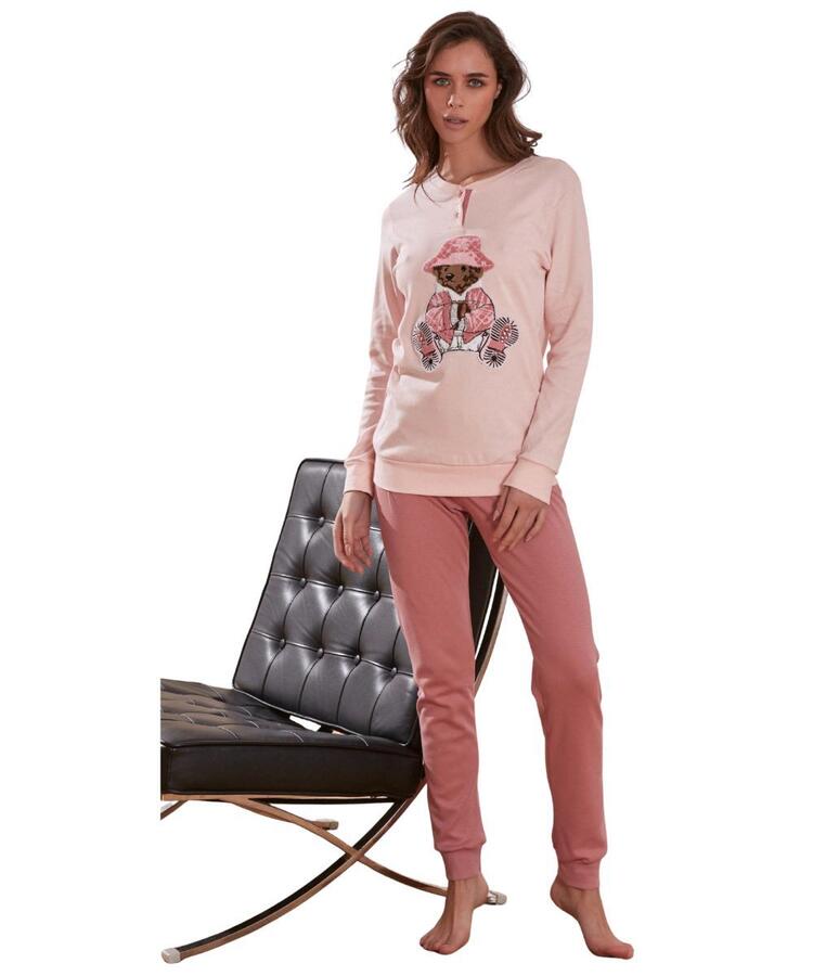 Pigiama donna in jersey di cotone caldo Intimami ID1416 Intimami