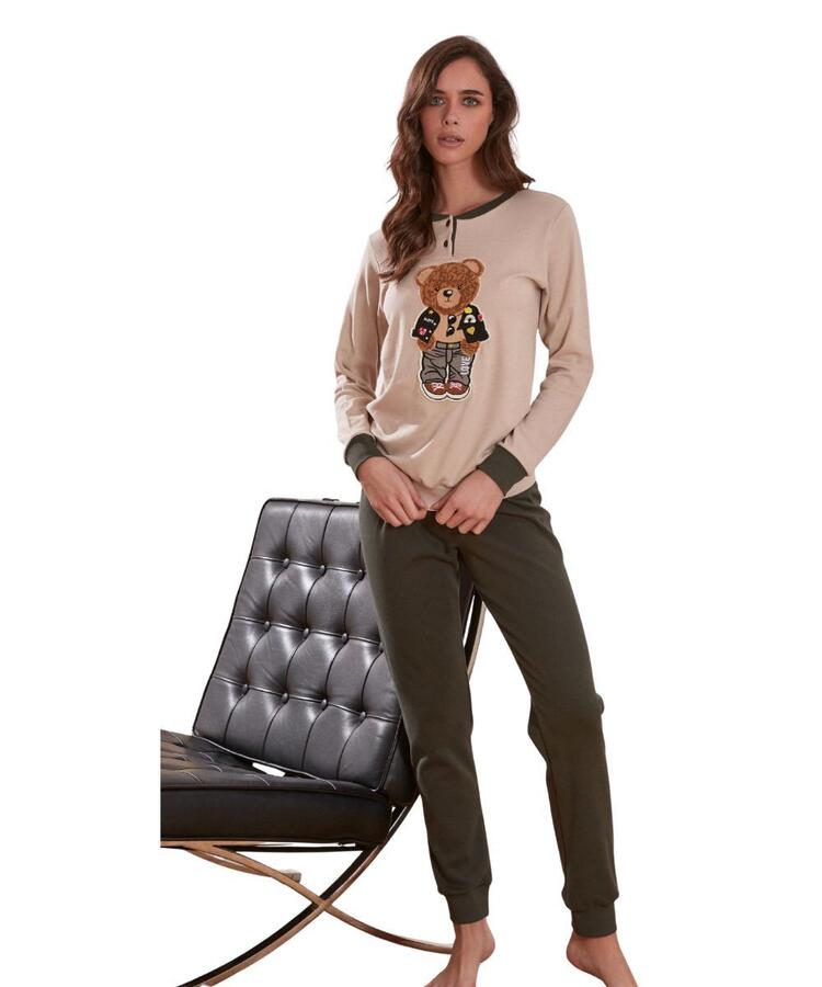 Pigiama donna in jersey di cotone caldo Intimami ID1418 Intimami