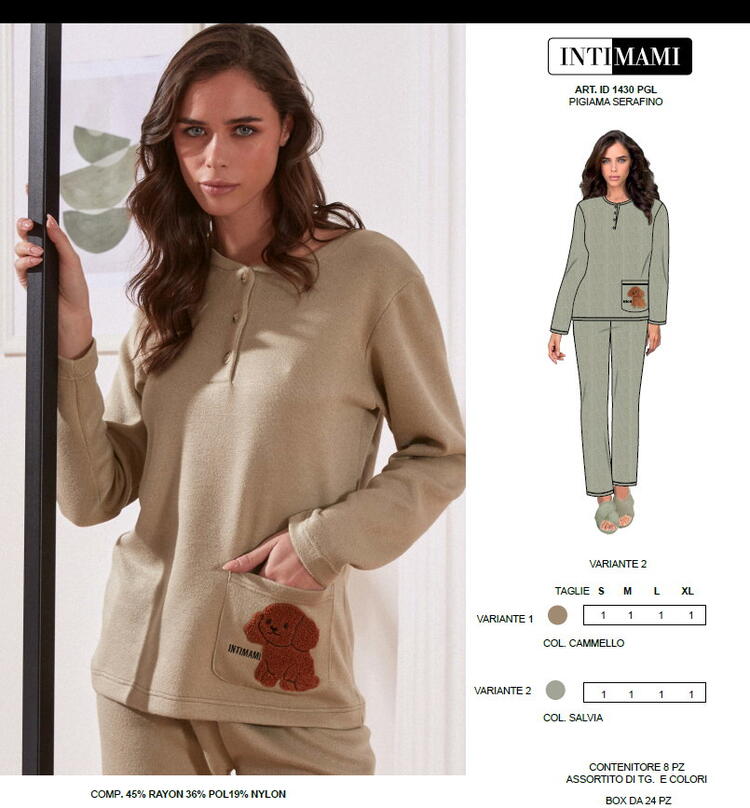 Pigiama donna in caldo jersey punto Milano Intimami ID1430 Intimami