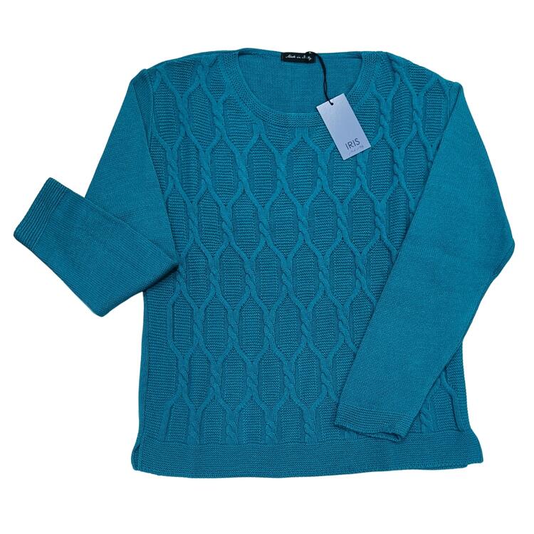 WOMEN'S CREW NECK SWEATER WITH CABLE IRIS 25316 IRIS