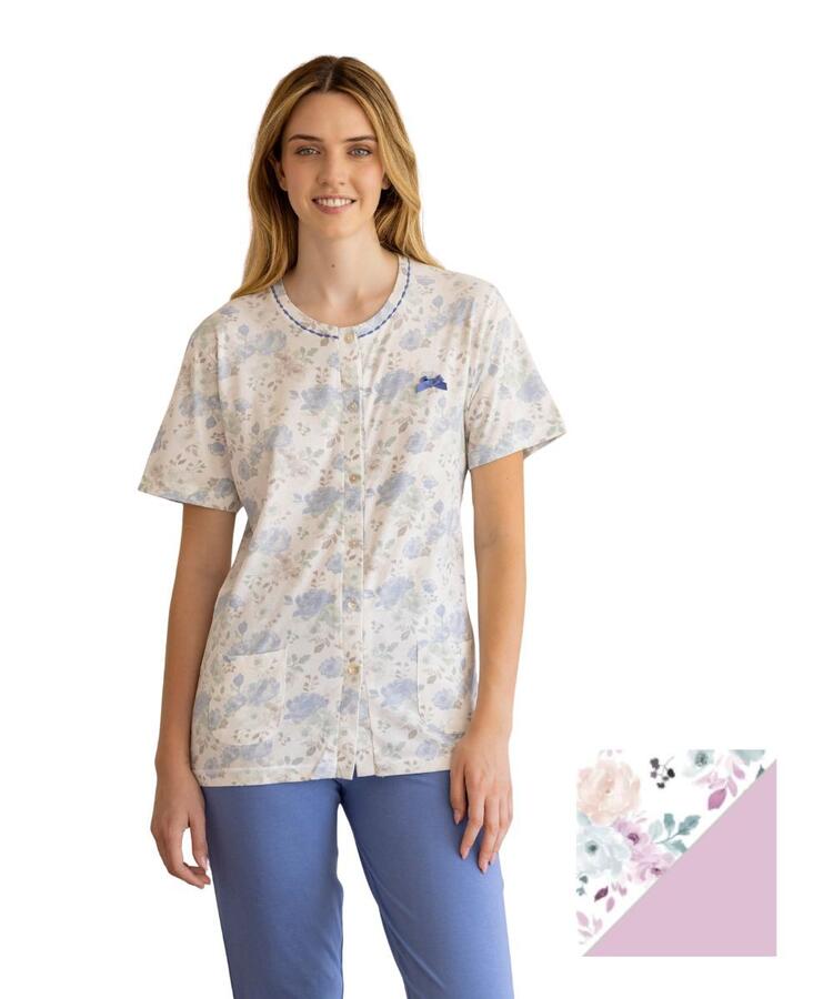 Pigiama donna aperto a manica corta in jersey di cotone Irge IRL2563 Irge