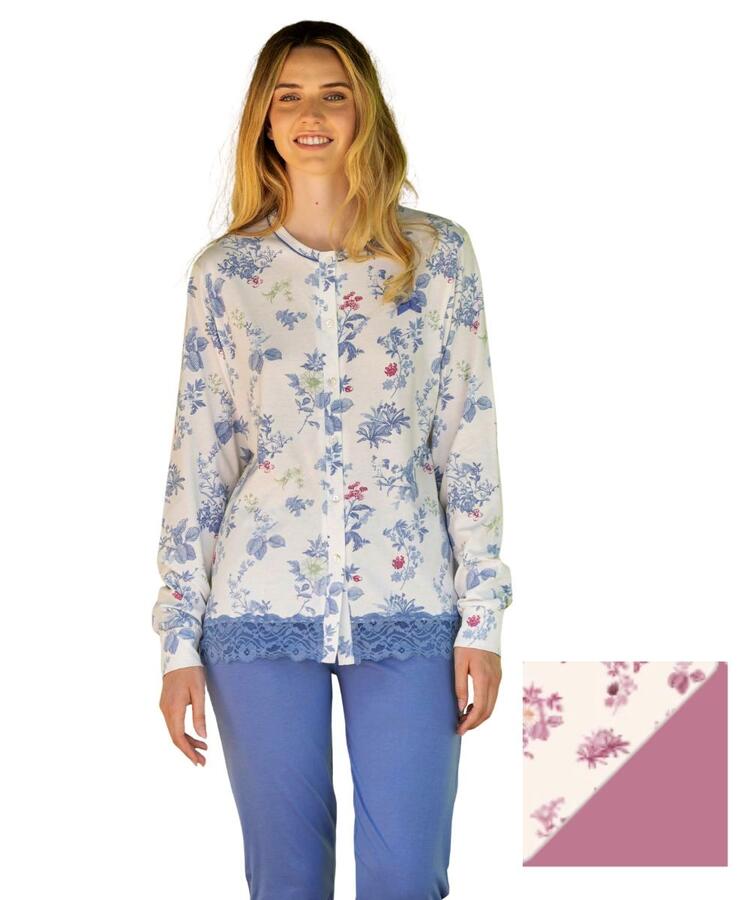 Pigiama donna aperto in jersey di cotone Irge IRL2566 Irge