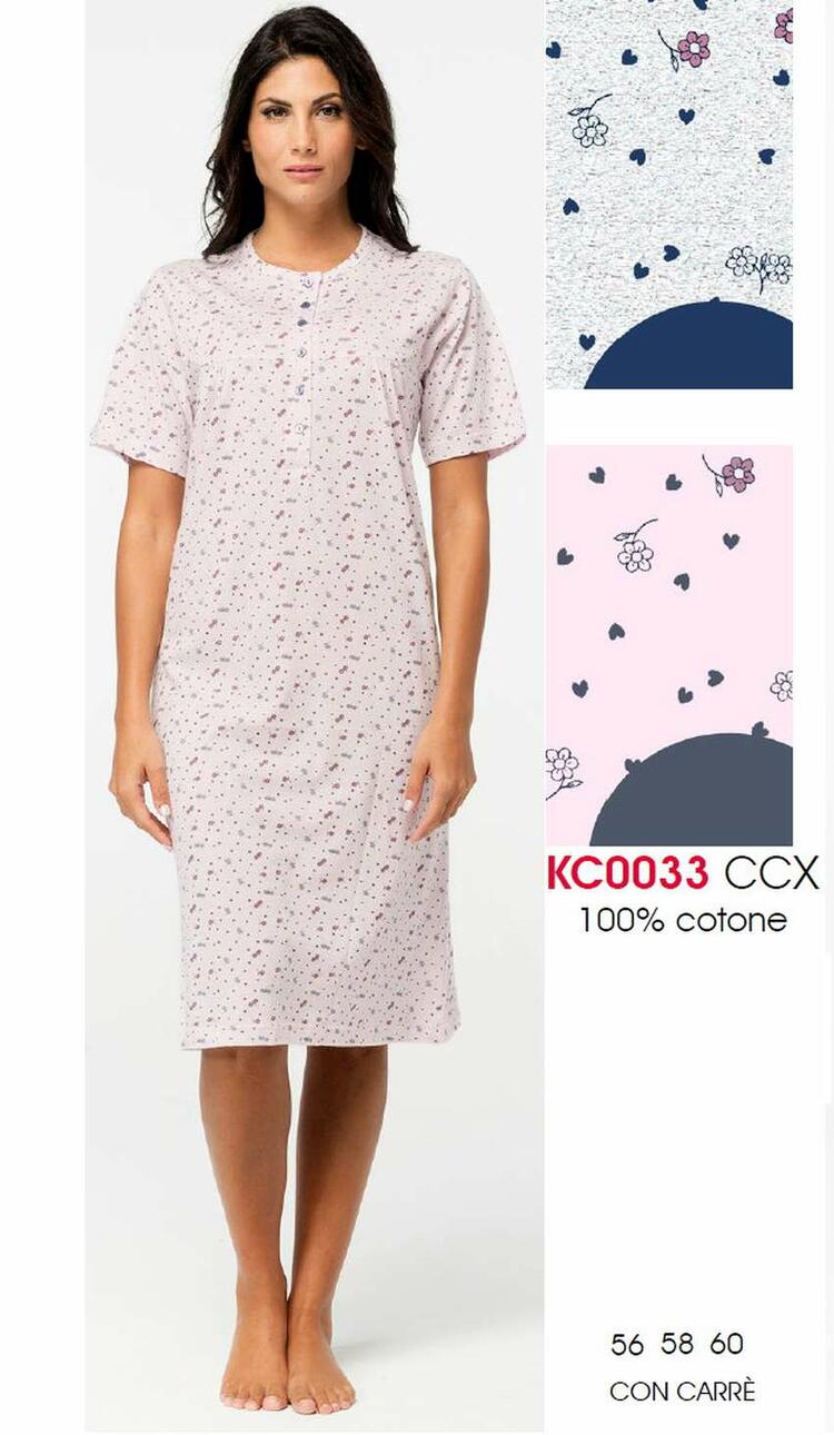 Camicia da notte donna CALIBRATA manica corta Karelpiu' KC0033 KarelPiù