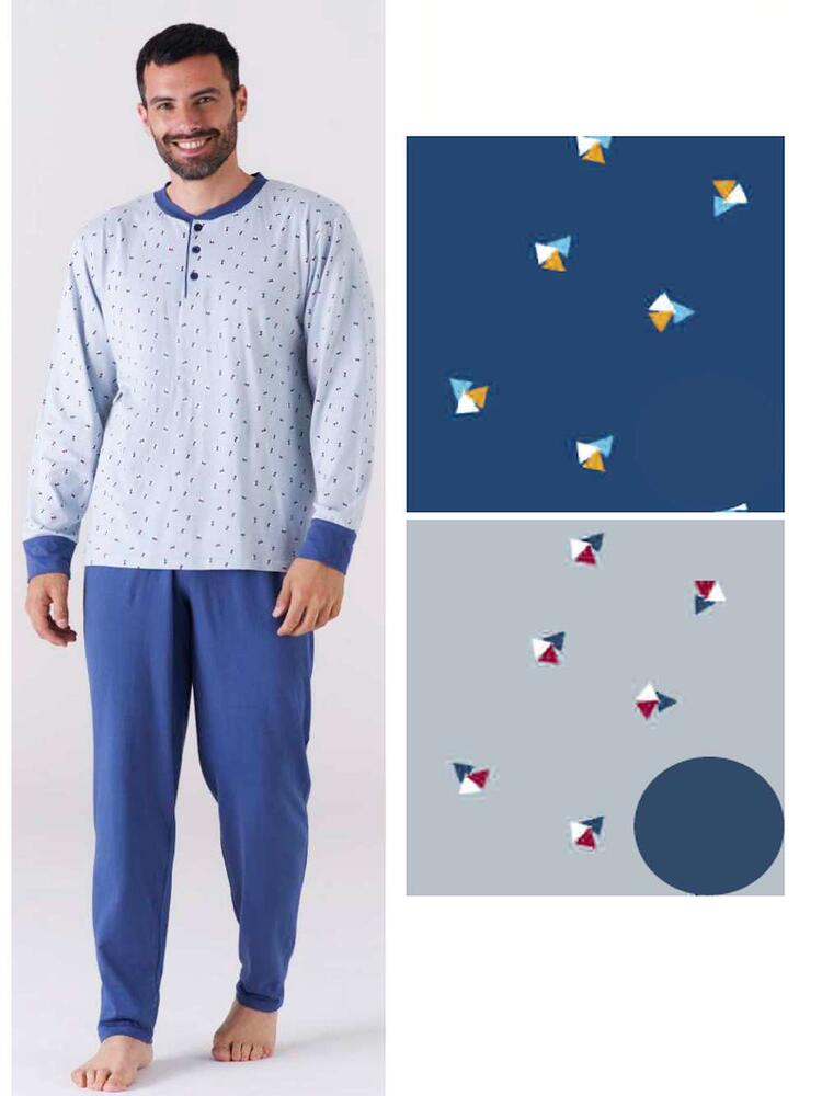 Men's long-sleeved pajamas in Karelpiu' KC6206 cotton jersey KarelPiù